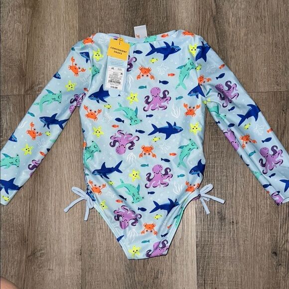 Cat & Jack Blue and Green Rashguard Swimwear - Picture 4 of 4